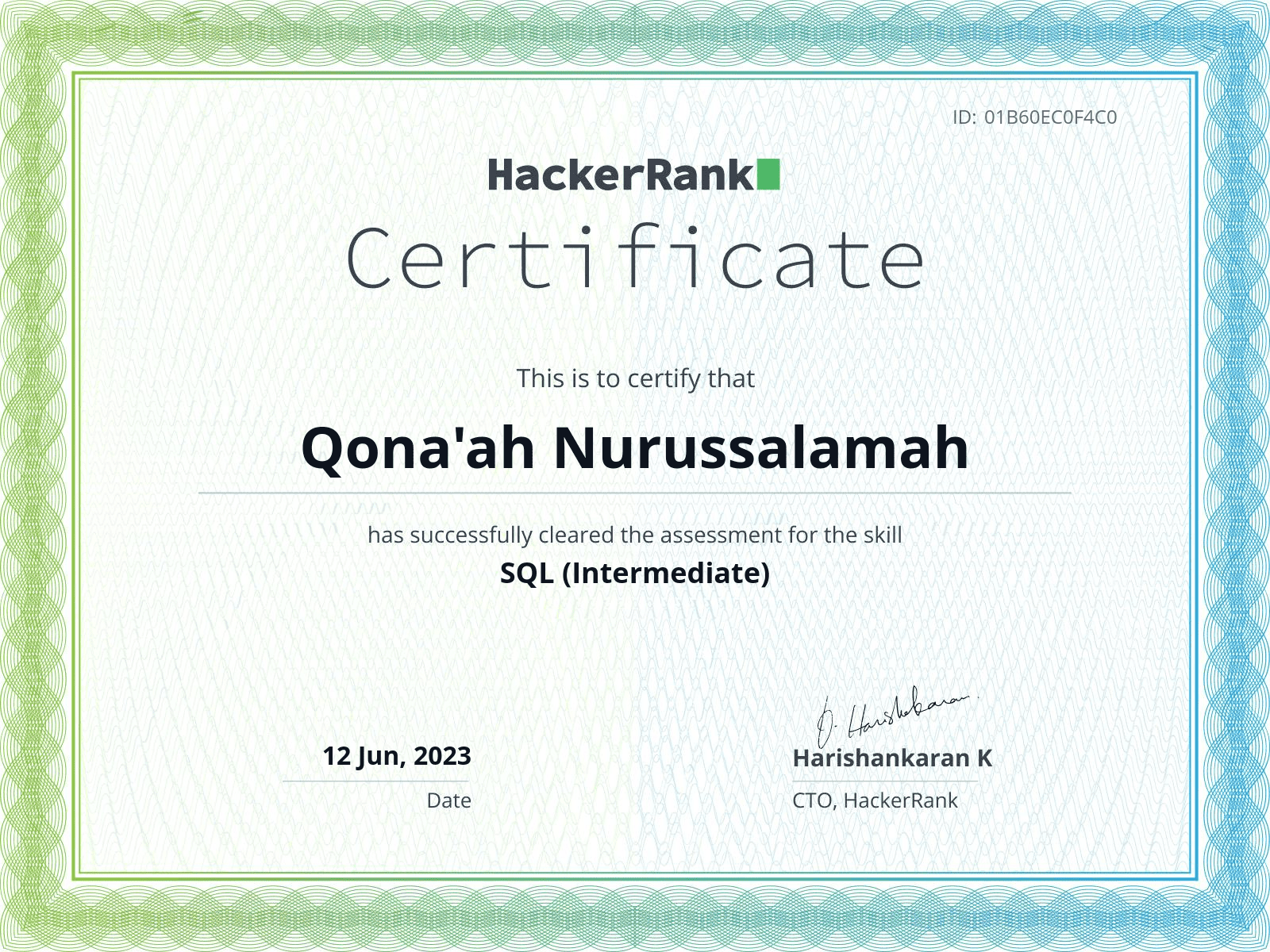 Hackerrank SQL Basic Certificate